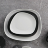 도자기 식기류 Eestaurant Terr Swirl Marks 회색 매트 흰색 불규칙한 사각형 접시 