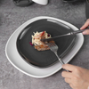 도자기 식기류 Eestaurant Terr Swirl Marks 회색 매트 흰색 불규칙한 사각형 접시 