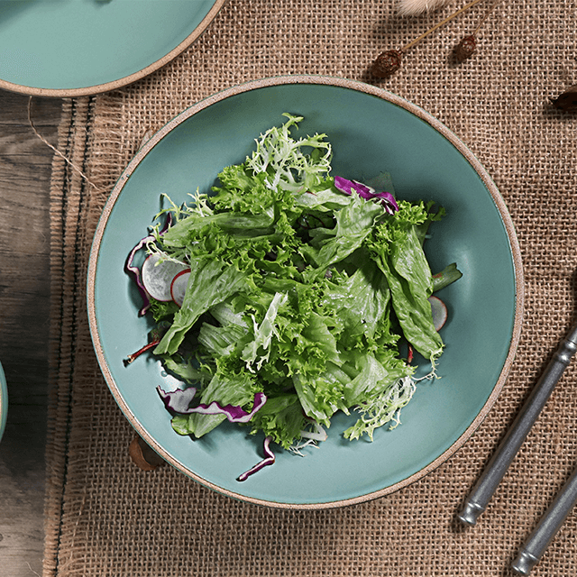 광택이 없는 녹색 세라믹 사기그릇 식사 그릇 세트 식기류 