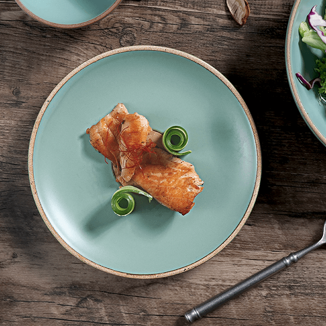 광택이 없는 녹색 세라믹 사기그릇 식사 그릇 세트 식기류 