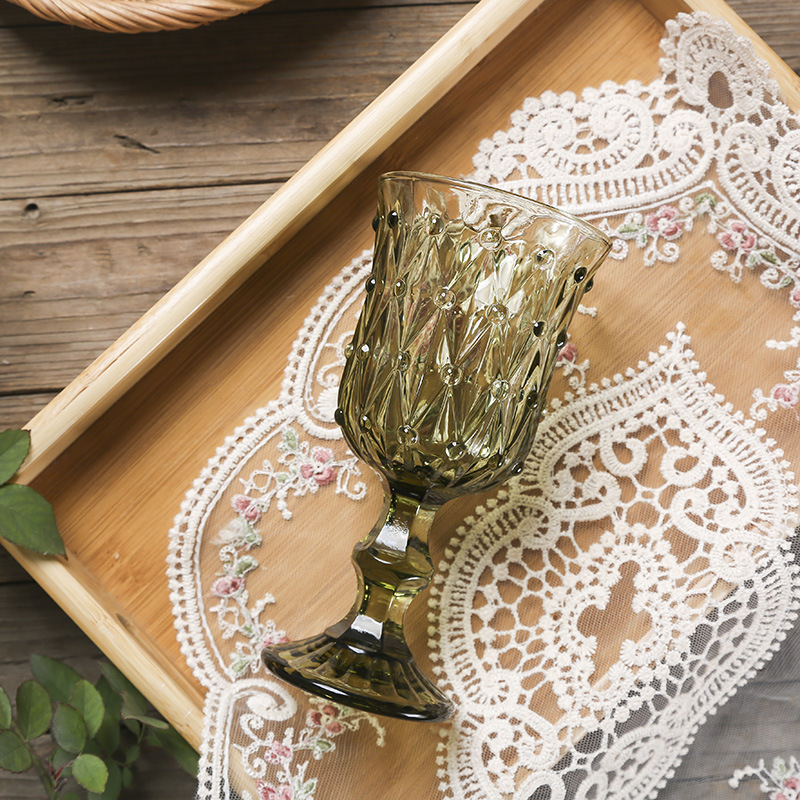 와인용 바 글라스 레스토랑 가정용 선물 세트 7.5온스 화이트 그린 컬러 받침