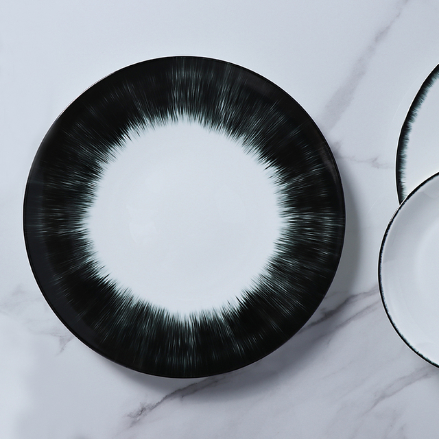 호텔 도자기 새로운 식기 식사 접시 바다 음식 성게 디자인 흑백 뼈 중국 식기류