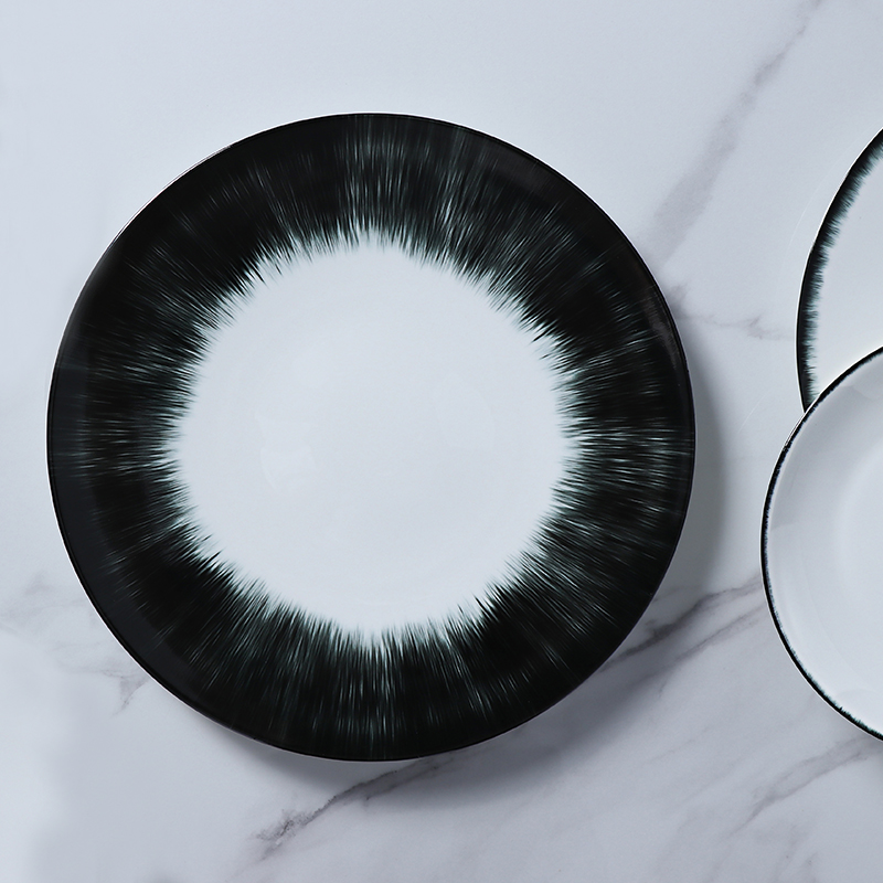 호텔 도자기 새로운 식기 식사 접시 바다 음식 성게 디자인 흑백 뼈 중국 식기류