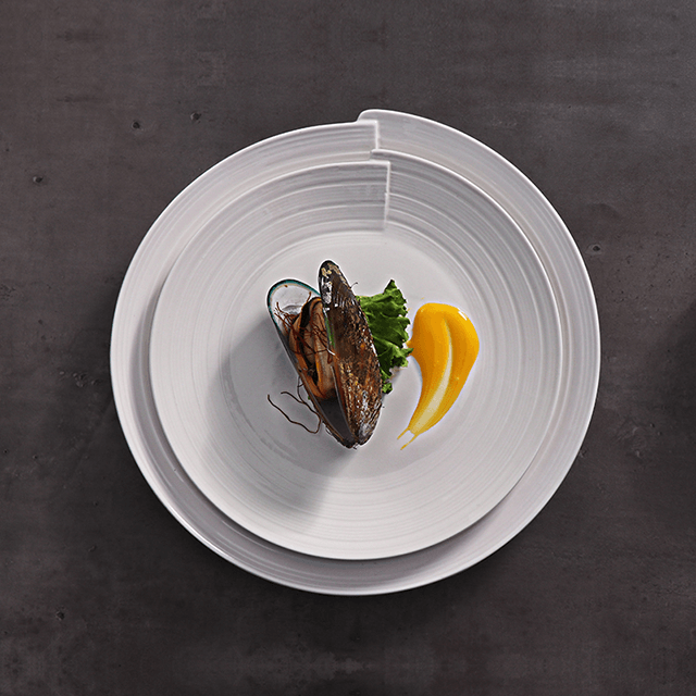 주방 호텔 식기 화이트 웨이브 디너 세트 및 플레이트