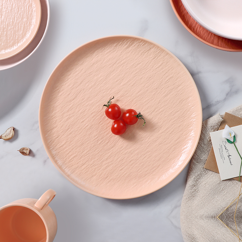 북유럽 스타일 고급 식기 세라믹 핑크 플레이트 세트 식기류 도자기 식기 세트