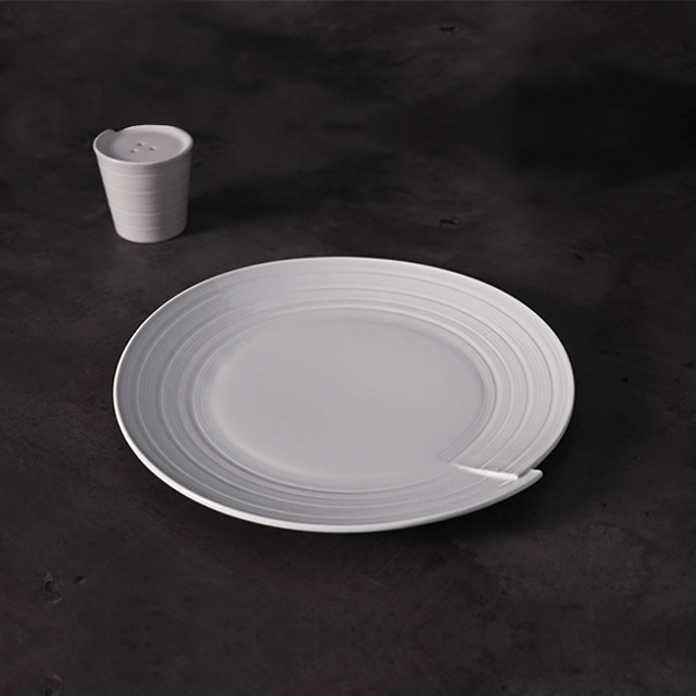 주방 호텔 식기 화이트 웨이브 디너 세트 및 플레이트