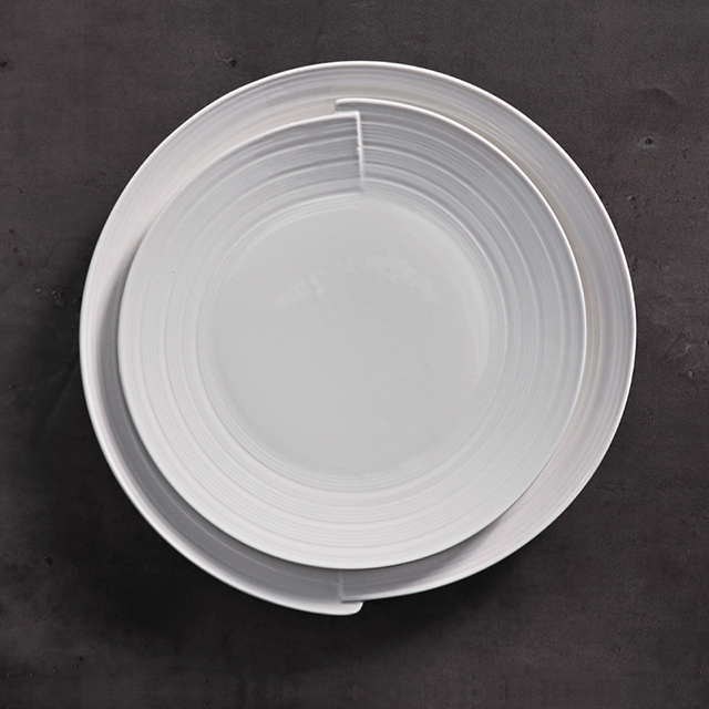 주방 호텔 식기 화이트 웨이브 디너 세트 및 플레이트