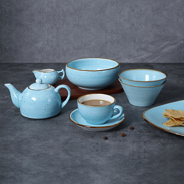 사기그릇 서빙 접시 Rollin 도자기 원형 접시 스테이크 접시 레스토랑