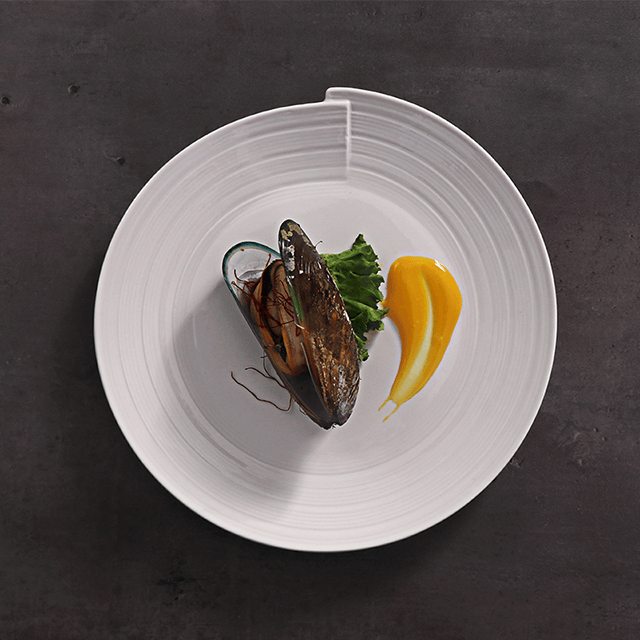 주방 호텔 식기 화이트 웨이브 디너 세트 및 플레이트