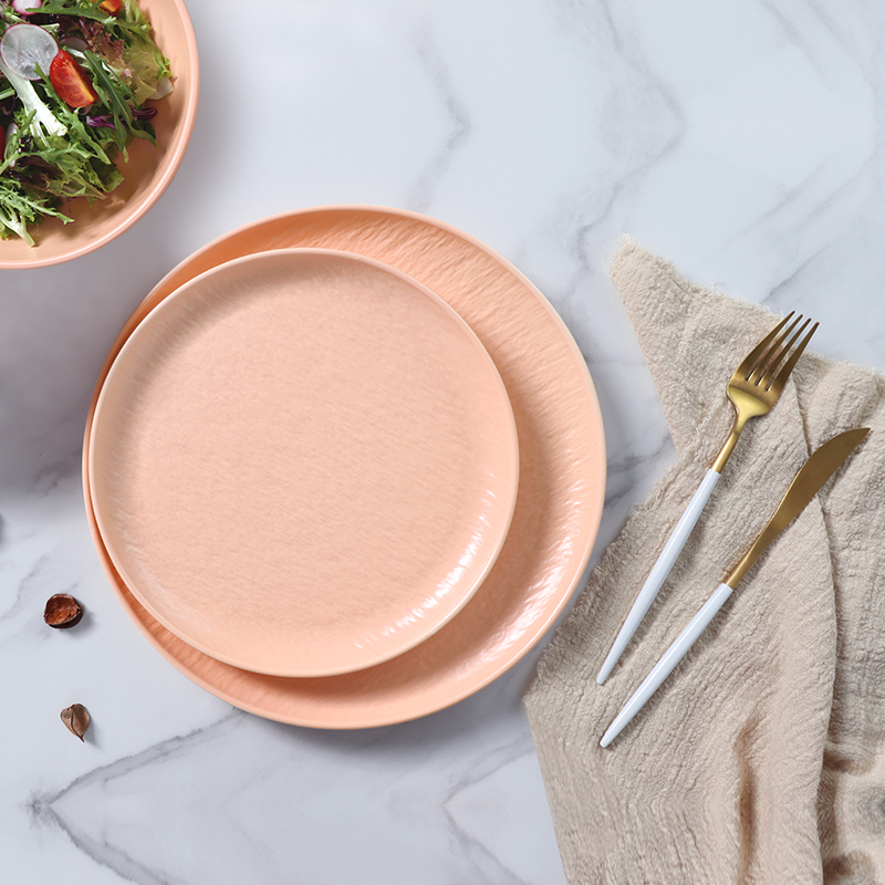 북유럽 스타일 고급 식기 세라믹 핑크 플레이트 세트 식기류 도자기 식기 세트